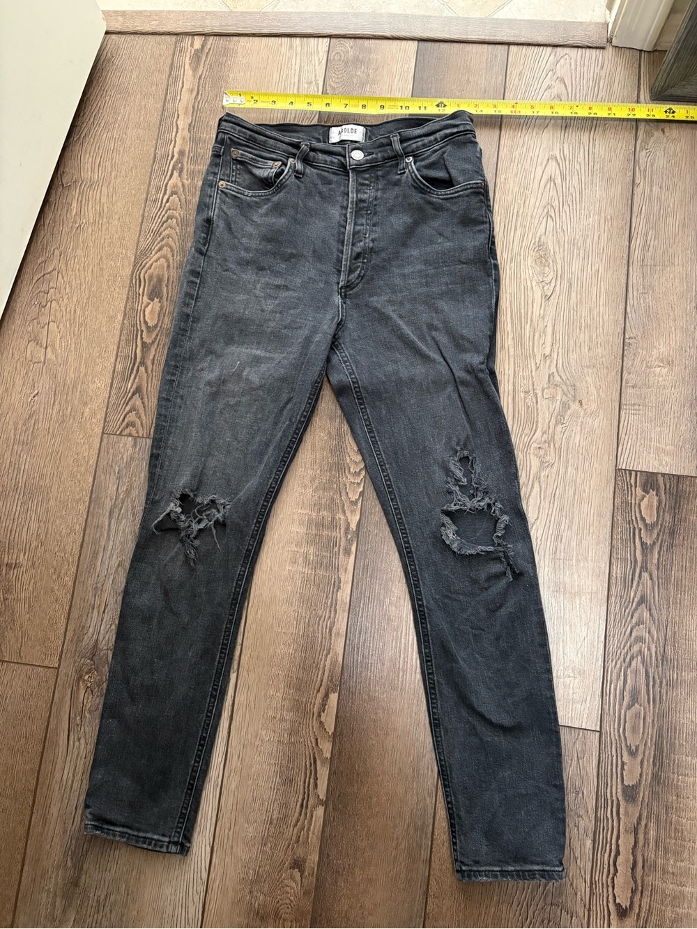 AGOLDE High Rise Black Skinny Jeans Nico Size 27